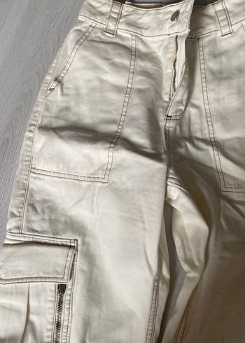 Kadın Gri Keten Geniş Paça Pantolon - Görsel 2