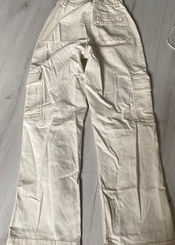 Kadın Gri Keten Geniş Paça Pantolon - Görsel 3