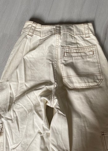 Kadın Gri Keten Geniş Paça Pantolon - Görsel 4