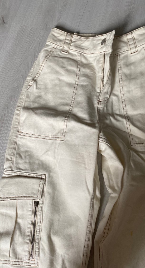 Kadın Gri Keten Geniş Paça Pantolon - Görsel 2