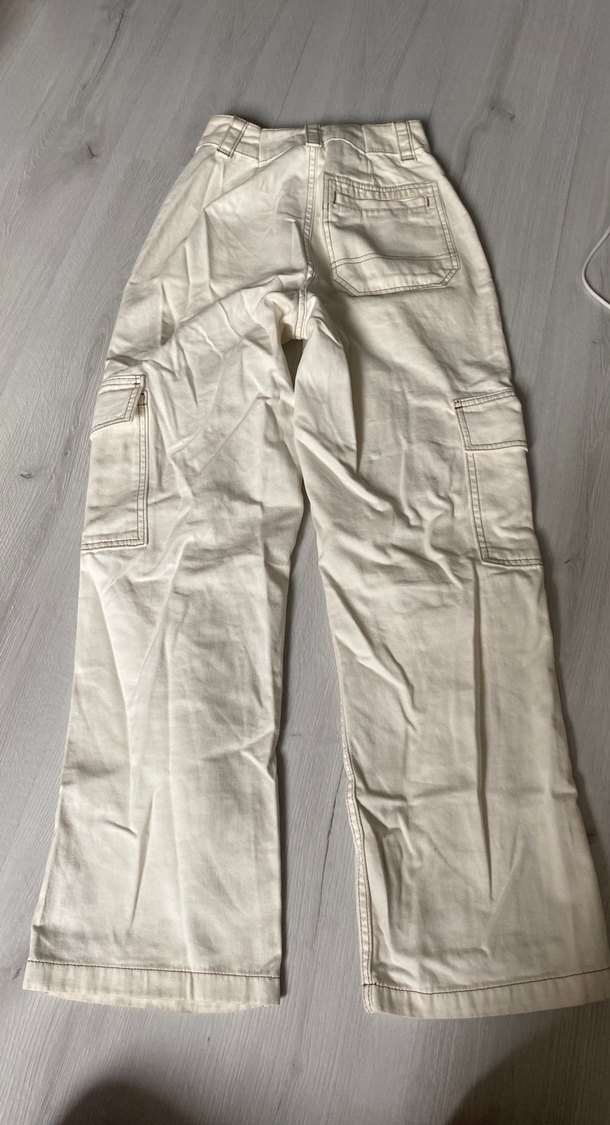 Kadın Gri Keten Geniş Paça Pantolon - Görsel 3