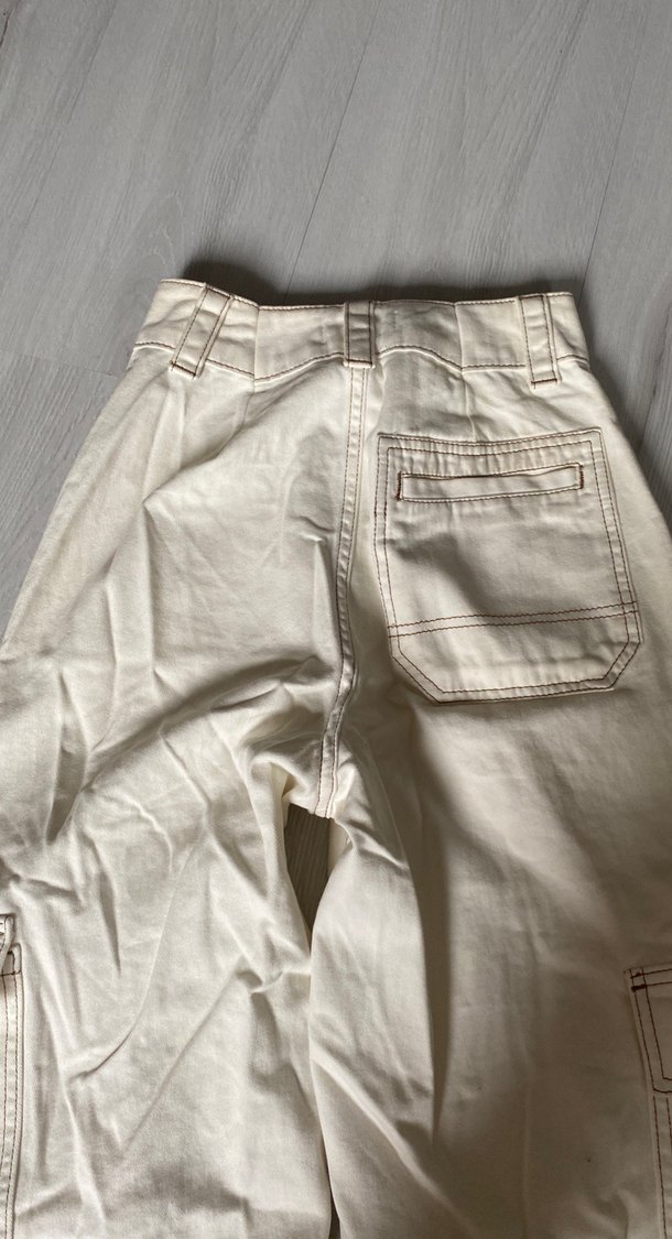 Kadın Gri Keten Geniş Paça Pantolon - Görsel 4