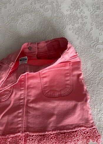 Dantel Detaylı Pembe Kız Çocuk Kot Etek - Görsel 3