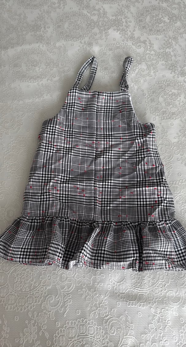 Kareli Fırfırlı Kız Elbisesi - Görsel 2