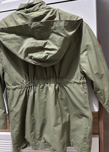 Düğmeli Kapüşonlu kız çoçuk Haki Mont - Görsel 2