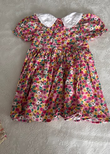 Çiçek Desenli, Fırfırlı Kız Elbisesi - Görsel 2