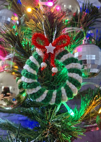 Renkli  Örgü Yılbaşı Ağacı Süsü - Görsel 4