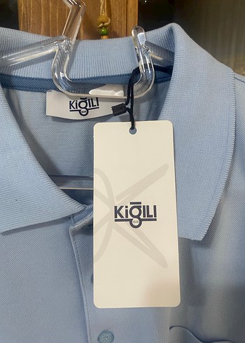 Kiğılı Mavi Pamuklu Düğmeli Erkek Polo Tişört - Görsel 3