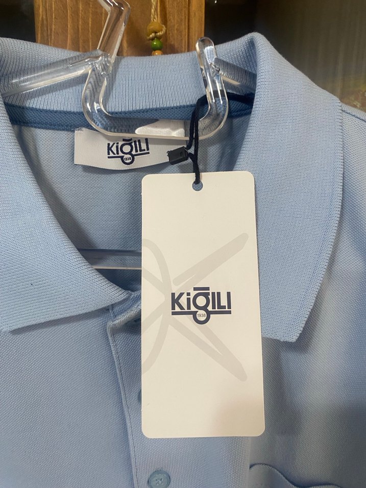 Kiğılı Mavi Pamuklu Düğmeli Erkek Polo Tişört - Görsel 3