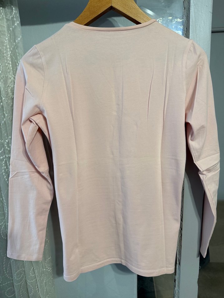 Bej Pamuklu Uzun Kollu Basic Kadın Tişört - Görsel 4