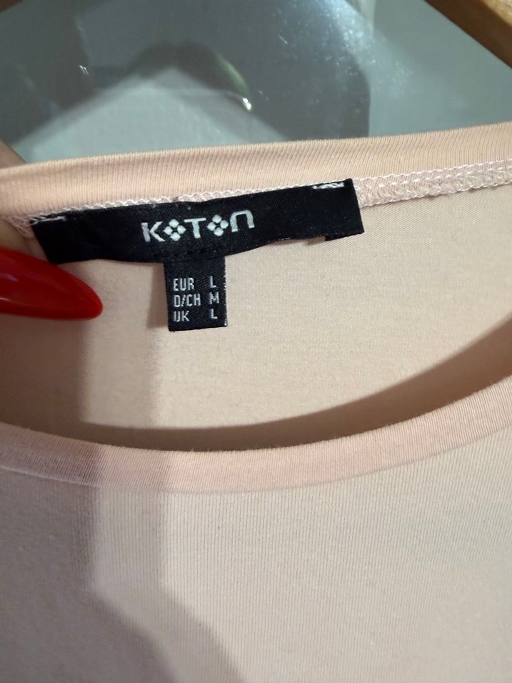 Bej Pamuklu Uzun Kollu Basic Kadın Tişört - Görsel 2