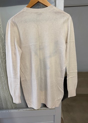 Beyaz Oversize Örme Kadın Kazak - Görsel 4