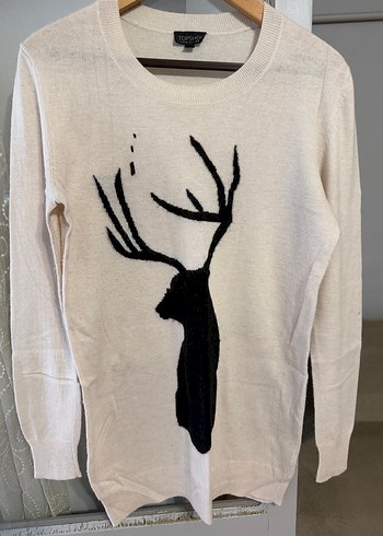 Beyaz Oversize Örme Kadın Kazak - Görsel 3