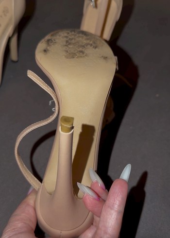 Bej Tokalı İnce Topuklu Kadın Abiye Ayakkabı - Görsel 2