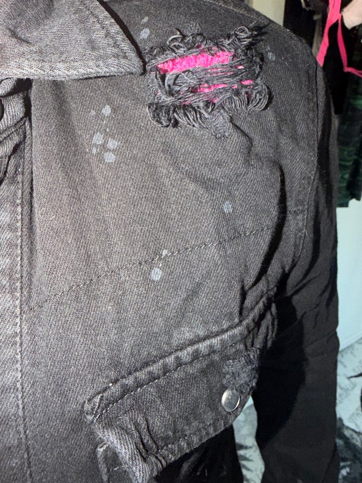 Düğmeli Siyah Kadın Denim Ceket - Görsel 5