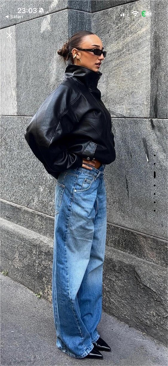 Siyah Kemerli Deri Görünümlü Ceket - Görsel 2