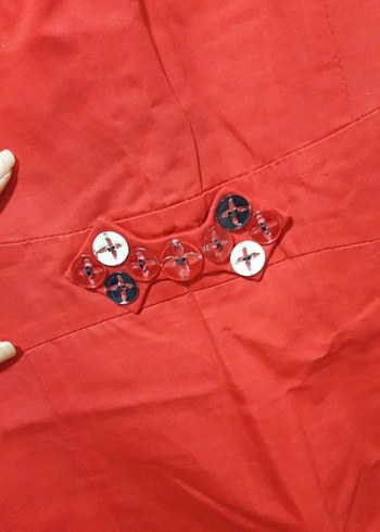 Kırmızı bel Nakışlı Elbise - Görsel 3