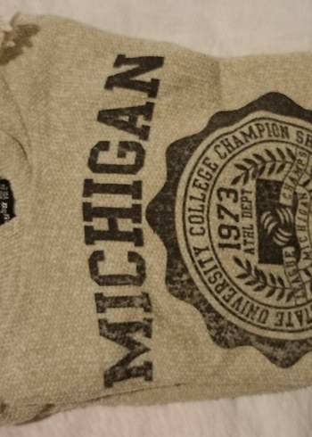 Gri Kapüşonlu Michigan Baskılı  Sweatshirt S beden #ünisex - Görsel 3