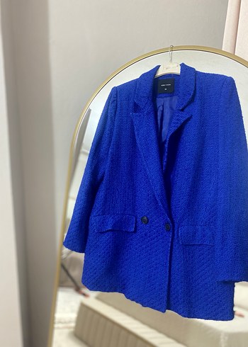 Mavi Düğmeli Kadın Blazer Ceket - Görsel 2