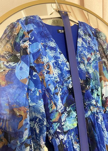 Mavi Kemerli Uzun Elbise - Görsel 3