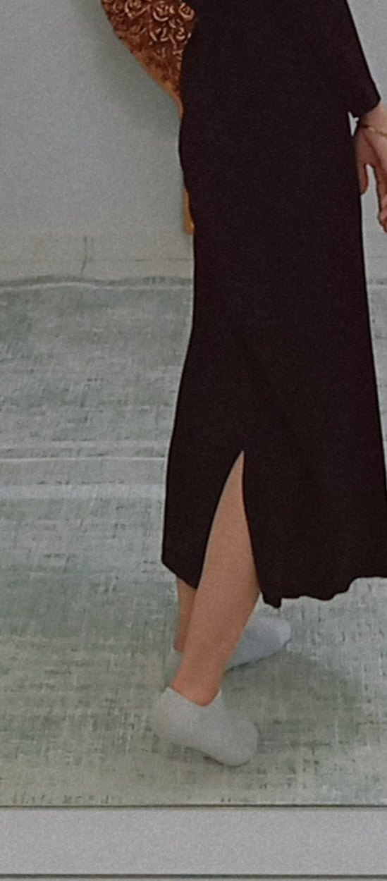 Siyah Drapeli Uzun Kollu Kadın Elbise - Görsel 3