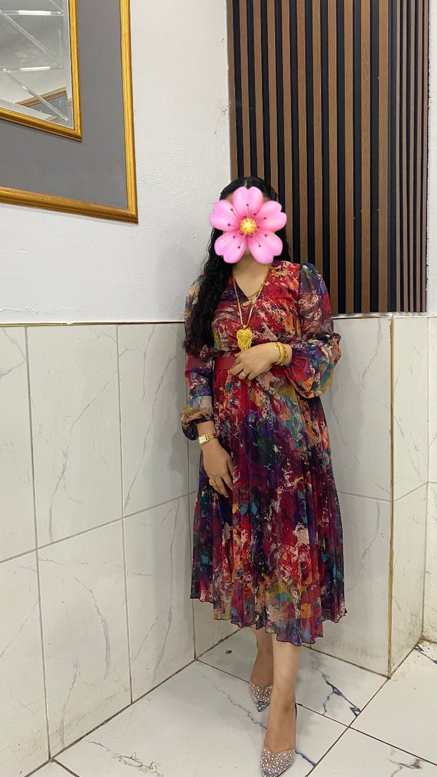 Bohem Çok Renkli Uzun Elbise(kırmızı) - Görsel 2