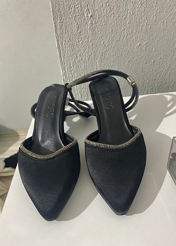 Siyah Stiletto Topuklu Kadın Akşam Ayakkabısı - Görsel 2