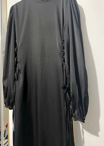 Uzun Siyah Drapeli Gotik Kadın Elbise - Görsel 2