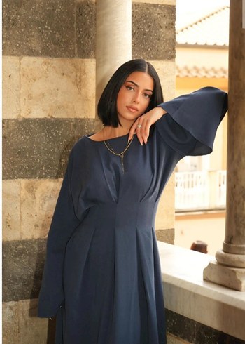 Zara Lacivert uzun tesettur elbise