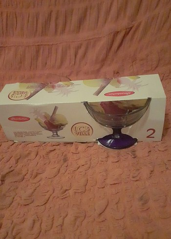 renkli Ayaklı Cam Dondurma Kasesi 2'li - Görsel 2