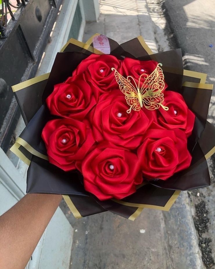 Kırmızı Güllü Dantel Detaylı Broş - Görsel 2