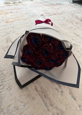 Bordo gül buketi - Görsel 2