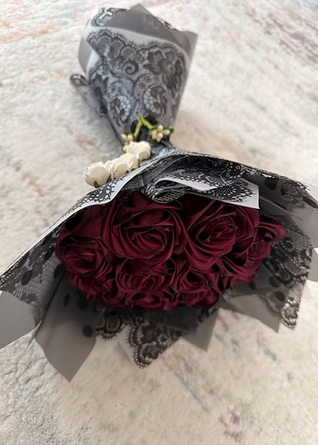 Bordo Kumaş Gül Buketi - Görsel 2