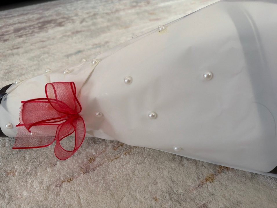 Dantel Detaylı Kırmızı Gelin Buketi - Görsel 2