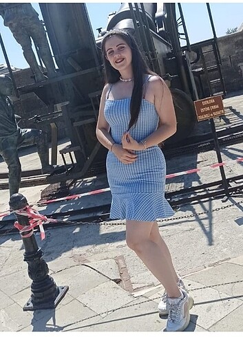 l Beden mavi Renk Elbise yazlık elbise 