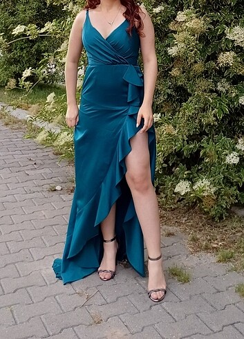 Zara petrol yeşili abiye