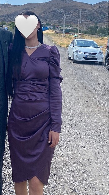 s Beden mor Renk Kısa saten elbise