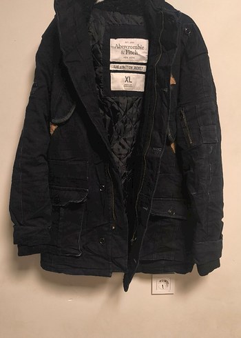Abercrombie & Fitch Siyah Kapusonlu Kislik Kaban