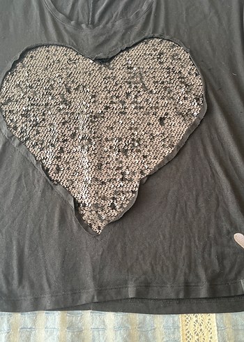 Zara Payetli Siyah Uzun Kollu Tişört