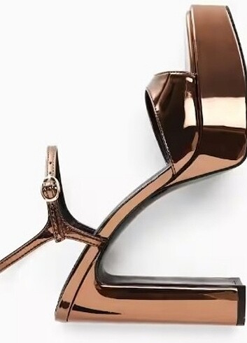 37 Beden camel Renk MANGO Metalik Platform topuklu sandalet