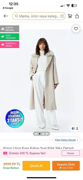 Koton Kürklü Kaban
