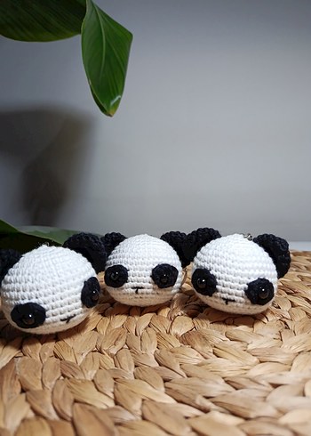 amigurumi panda kafa anahtarlık - Görsel 2