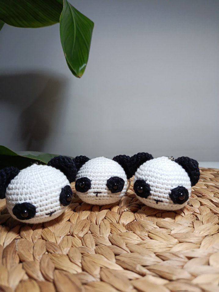 amigurumi panda kafa anahtarlık - Görsel 2