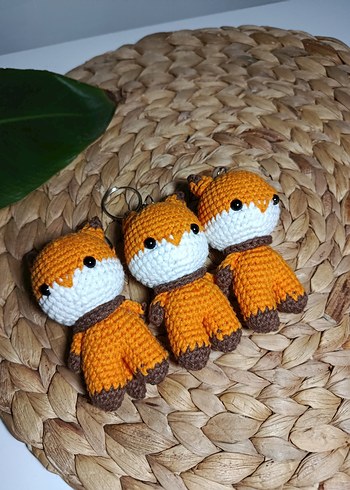 Turuncu Renkli amigurumi Tilki Peluş anahtarlık - Görsel 2
