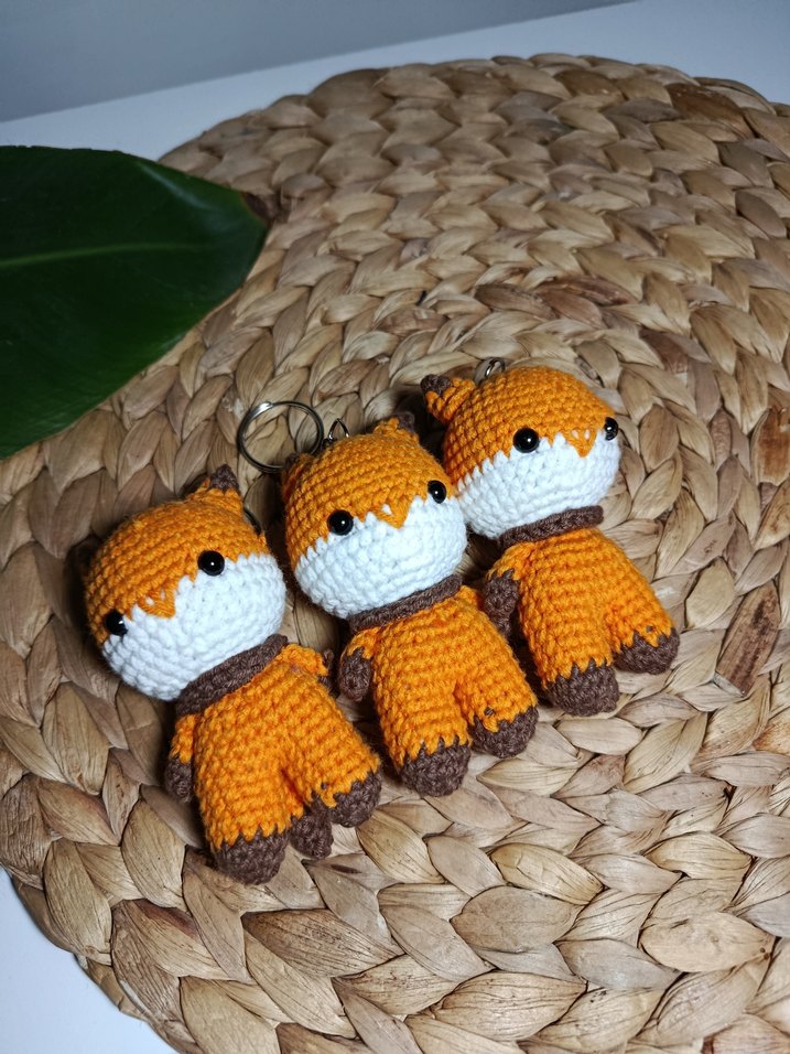 Turuncu Renkli amigurumi Tilki Peluş anahtarlık - Görsel 2