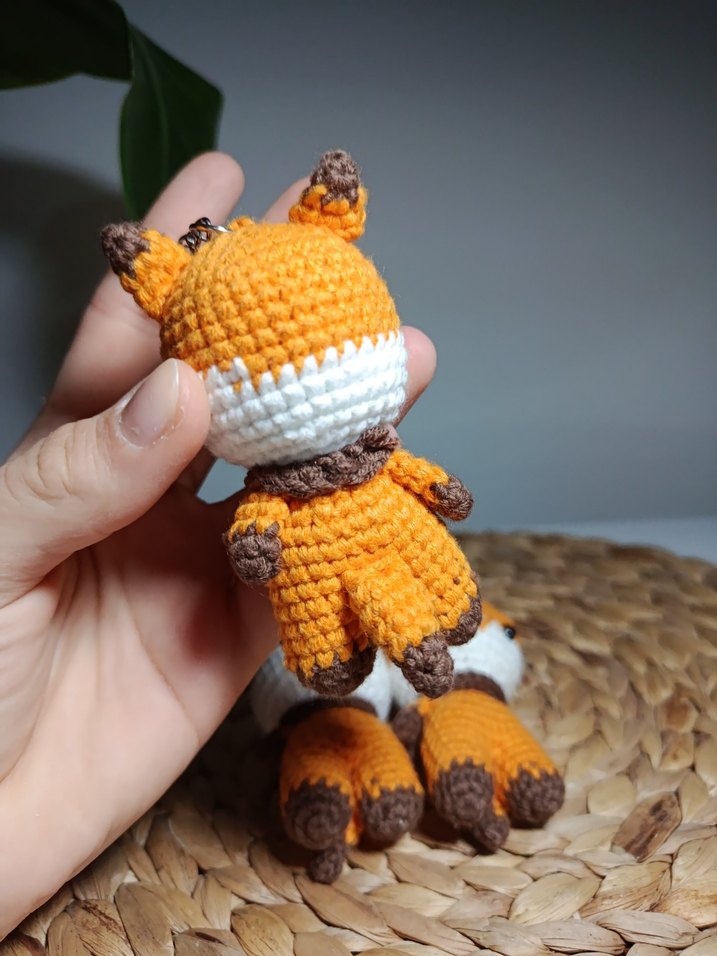 Turuncu Renkli amigurumi Tilki Peluş anahtarlık - Görsel 3