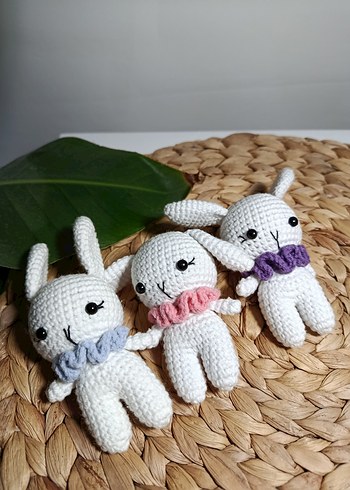 Pastel pembe Amigurumi tavşan Anahtarlık Oyuncak - Görsel 2