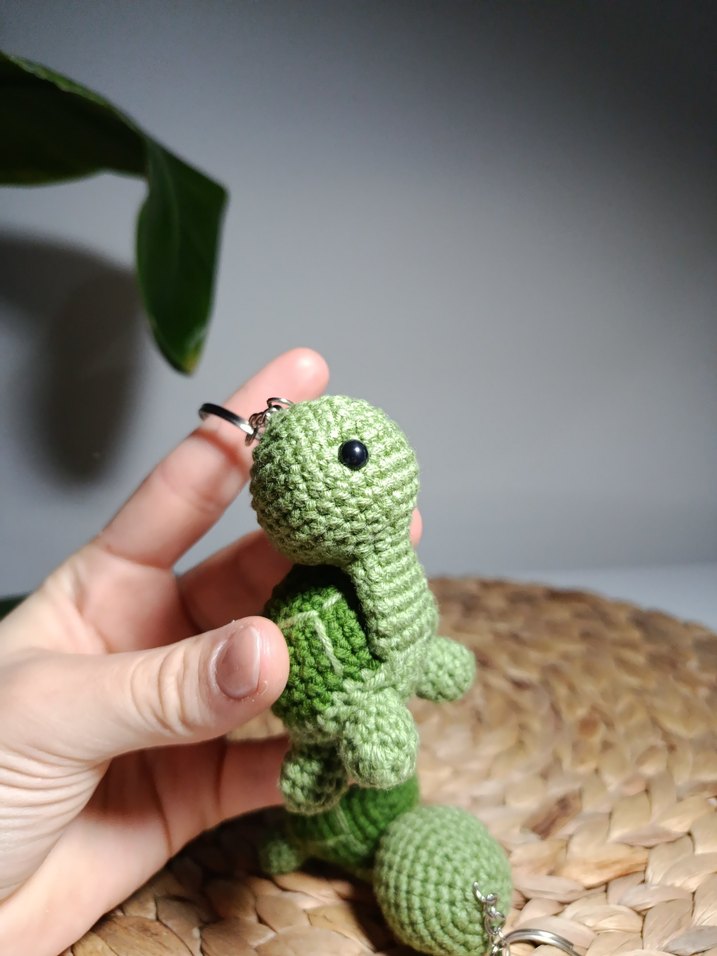 Renkli Yeşil amigurumi tospik amigurumi anahtarlık - Görsel 2