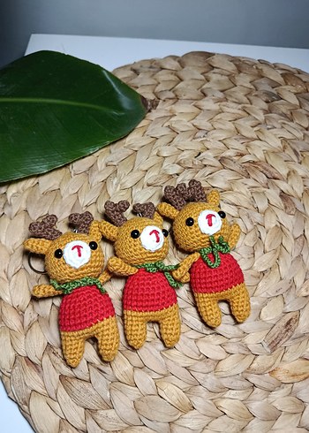 Renkli Örgü Geyik amigurumi anahtarlık - Görsel 2