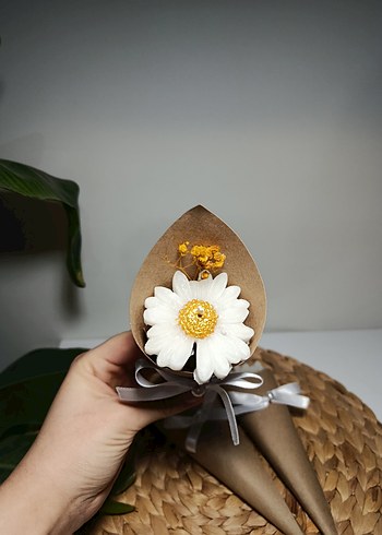 el yapımı papatya mum hediyelik buket - Görsel 2